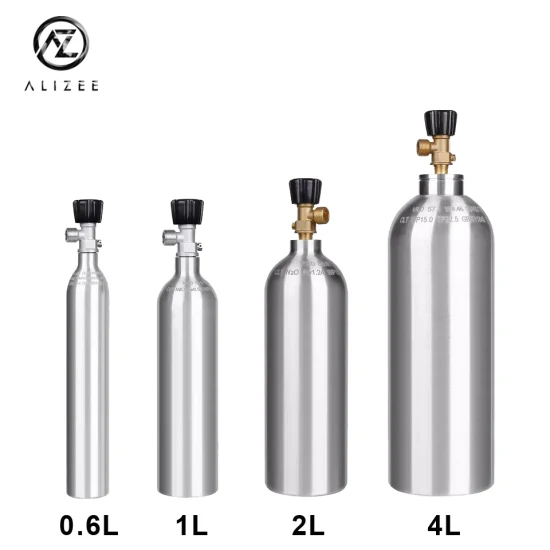 0.6L/1L/2L/4L 알루미늄 이산화탄소 CO2 실린더 탱크(핀 밸브 포함)(무료 사용자 정의 크기)